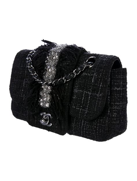 Chanel Tweed Swarovski Classic Flap Bag 